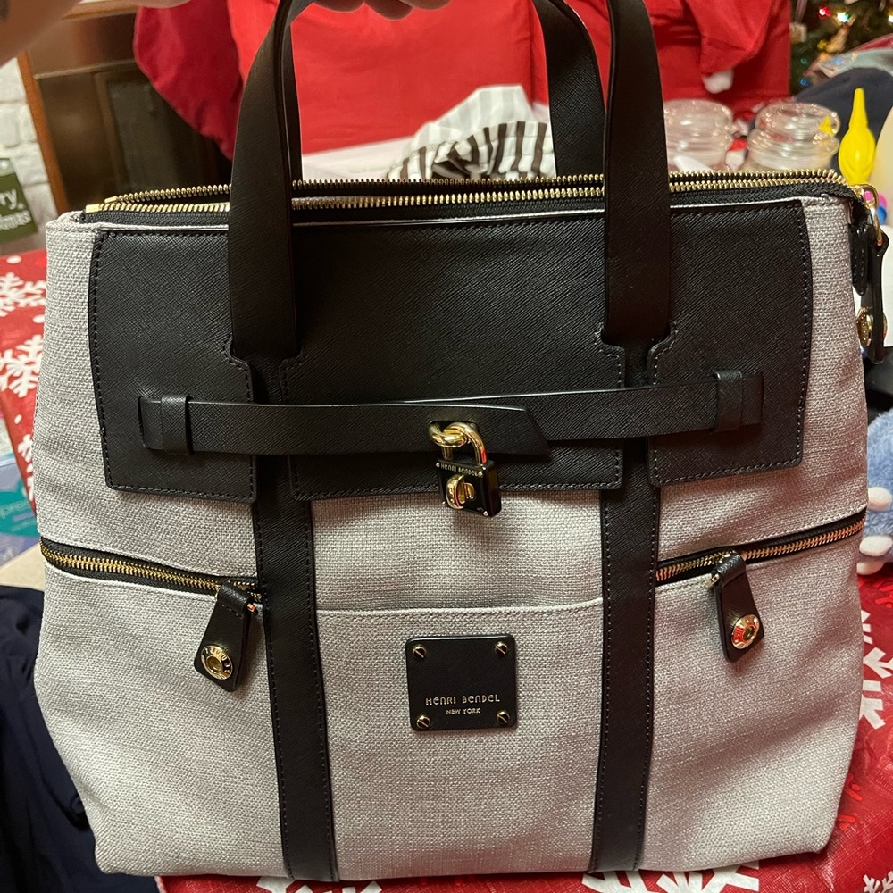 Grey and black Henri bendel New York purse /bookbag comes with dust bag